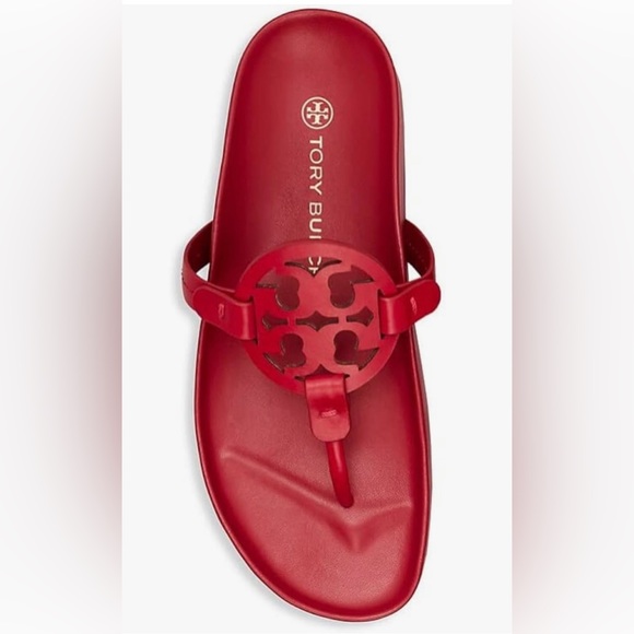 New Tory Burch Miller Cloud Red Leather Thong Sandals Size 9.5 🎁🎈 - Picture 3 of 10